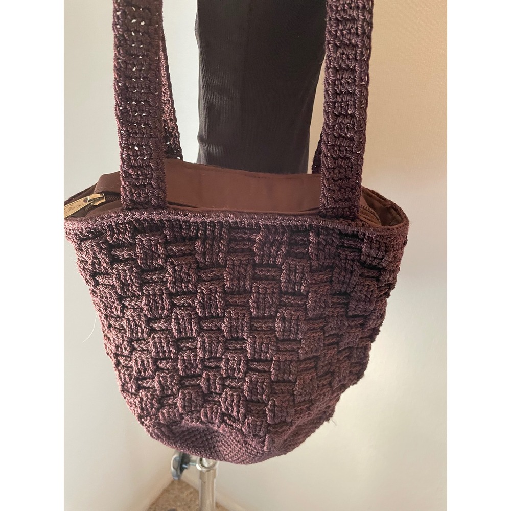The Sak Crochet Woven‎ Shoulder Bag Purse Plum Purple Boho Hippie